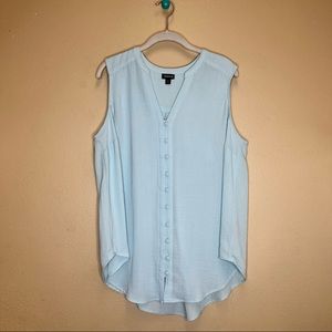 TORRID Baby Blue Button Down Tank Size 1